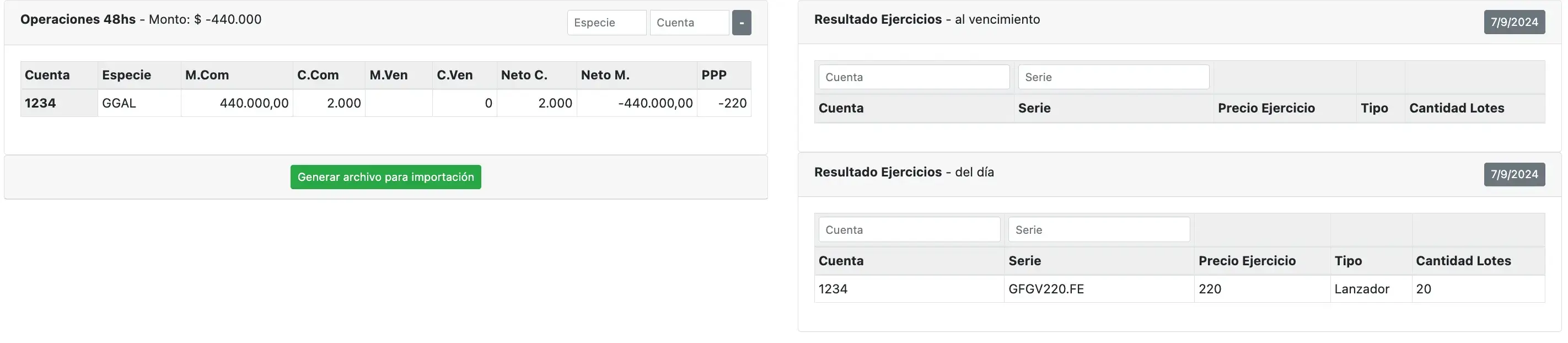 Ejercicios de Opciones